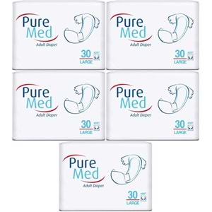 Puremed Hasta Bezi Bel Bantlı Tekstil Yüzey Large L-Büyük 150 Adet (5PK*30)