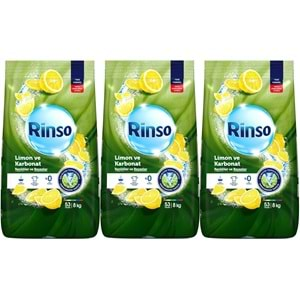 Rinso Matik Toz Deterjan 24KG Limon ve Karbonat / Renkliler ve Beyazlar İçin (3PK*8KG) (159 Yıkama)