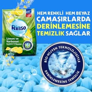 Rinso Matik Toz Deterjan 24KG Limon ve Karbonat / Renkliler ve Beyazlar İçin (3PK*8KG) (159 Yıkama)