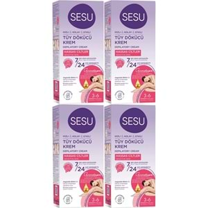 Sesu Tüy Dökücü Krem 40ML Hassas Ciltler/Sensitive (4 Lü Set)