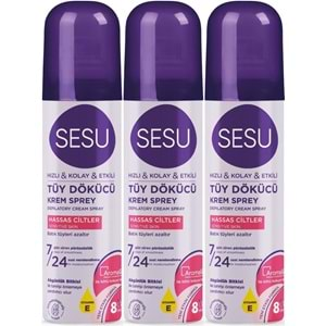 Sesu Tüy Dökücü Köpük Krem Sprey 150ML Hassas Ciltler (3 Lü Set)