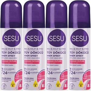 Sesu Tüy Dökücü Köpük Krem Sprey 150ML Hassas Ciltler (4 Lü Set)