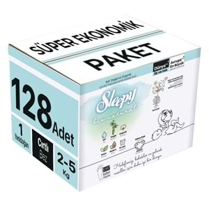 Sleepy Bebek Bezi Bio Natural Beden:1 (2-5KG) Yeni Doğan Newborn 128 Adet Süper Ekonomik Pk