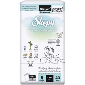 Sleepy Bebek Bezi Bio Natural Beden:5 (11-18KG) Junior 80 Adet Süper Ekonomik Pk