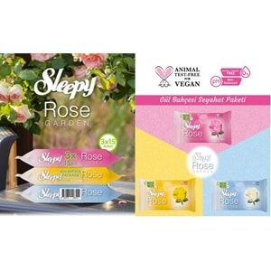 Sleepy Islak Havlu Cep Mendil 15 Yaprak (6 Lı Set) Rose/Garden (2PK*3) 90 Yaprak