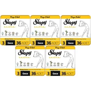 Sleepy Extra Hijyenik Ped Gece 180 Adet Mega Pk (5PK*36)