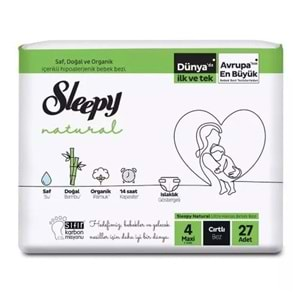 Sleepy Bebek Bezi Natural Beden:4 (7-14KG) Maxi 108 Adet Jumbo Mega Fırsat Pk