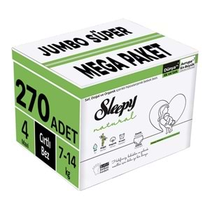 Sleepy Bebek Bezi Natural Beden:4 (7-14KG) Maxi 270 Adet Jumbo Süper Mega Pk