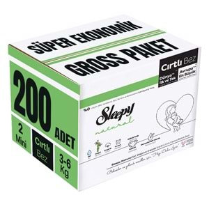 Sleepy Bebek Bezi Natural Beden:2 (3-6KG) Mini 200 Adet Süper Ekonomik Gross Pk