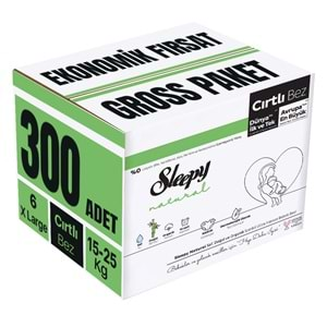 Sleepy Bebek Bezi Natural Beden:6 (15-25KG) Extra Large 300 Adet Ekonomik Fırsat Gross Pk