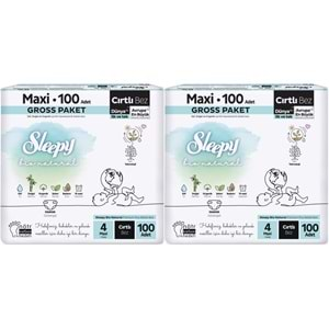 Sleepy Bebek Bezi Bio Natural Beden:4 (7-16KG) Maxi 200 Adet Süper Ekonomik Gross Pk (2PK*100)