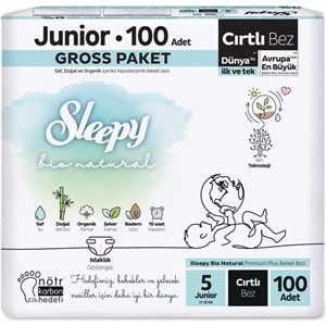 Sleepy Bebek Bezi Bio Natural Beden:5 (11-20KG) Junior 200 Adet Gross Pk (2PK*100)