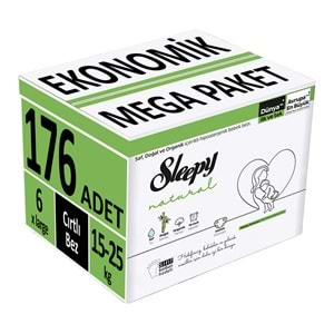 Sleepy Bebek Bezi Natural Beden:6 (15-25Kg) X Large 176 Adet Ekonomik Mega Pk