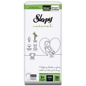 Sleepy Bebek Bezi Natural Beden:5+ (13-20Kg) Junior Plus 72 Adet Ekonomik Fırsat Pk (2PK*36)