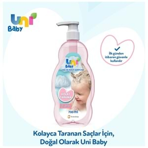 Uni Baby Bebek Kolay Tarama Saç ve Vücut Şampuanı 700ML (Pompalı) (5 Li Set)