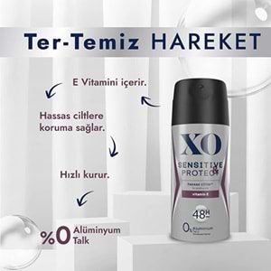 XO Deodorant 150ML Men-Erkek Sensitive & Protect (2 Li Set)