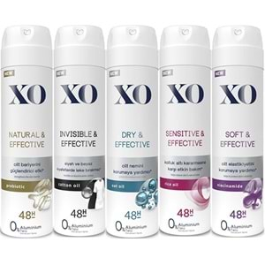 XO Deodorant 150ML Women-Kadın Natural-Invisible-Dry-Sensitive-Soft & Effective (Karma 5 Li Set)