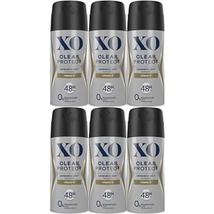 XO Deodorant 150ML Men-Erkek Clear & Protect (6 Lı Set)