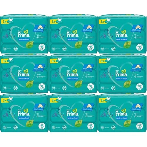 Prima Islak Havlu Mendil Temiz ve Ferah (Bitki Bazlı) 27 Li Set (9PK*3) 1404 Yaprak