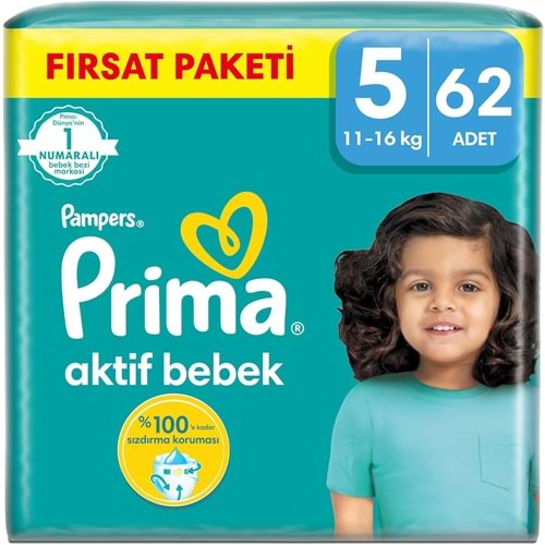 Prima Bebek Bezi Beden:5 (11-16KG) Junior 62 Adet Fırsat Pk