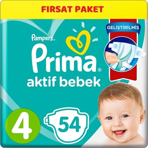 Prima Bebek Bezi Beden:4 (9-14Kg) Maxi 54 Adet Ekonomik Pk