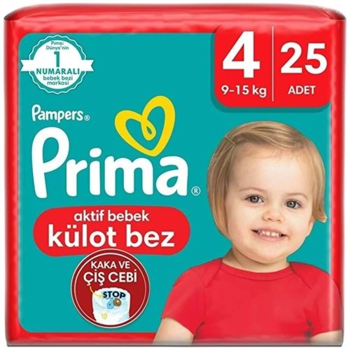 Prima Külot Bebek Bezi Beden:4 (9-15KG) Maxi 25 Adet Ekonomik Pk