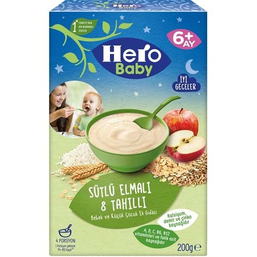 Hero Baby Kaşık Maması 200GR Gece Sütlü Elmalı 8 Tahıllı