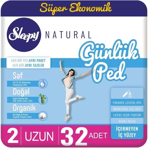 Sleepy Natural Günlük Ped Uzun 32 Adet Süper Ekonomik Pk