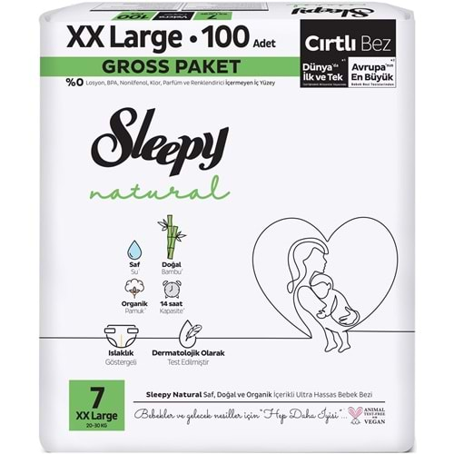 Sleepy Bebek Bezi Natural Beden:7 (20-30KG) XX Large 100 Adet Gross Pk