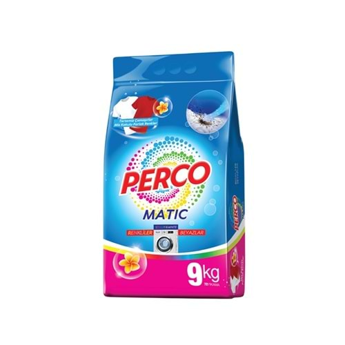 Perco Matik Toz Çamaşır Deterjanı 9KG Beyazlar ve Renkliler Tüm Çamaşırlar (72 Yıkama)