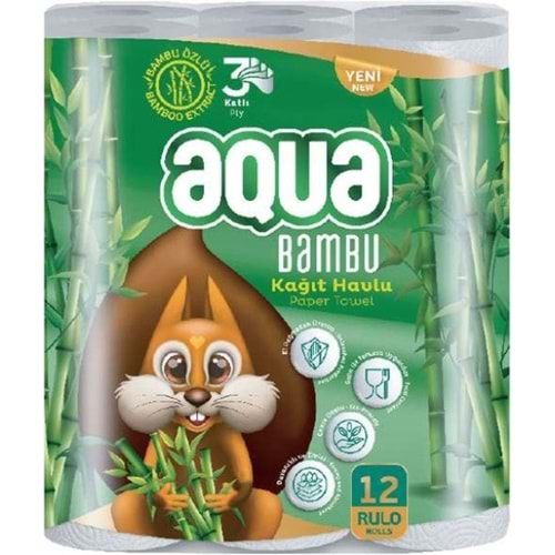 Aqua Kağıt Havlu 3 Katlı 12 Li Paket Bambu