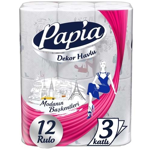 Papia Kağıt Havlu 12 Li Pk Decor (Modanon Başkentleri Desenli)