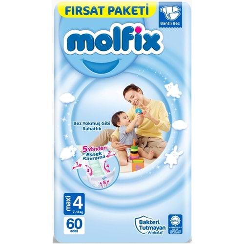 Molfix Bebek Bezi Beden:4 (7-14Kg) Maxi 60 Adet Fırsat Pk