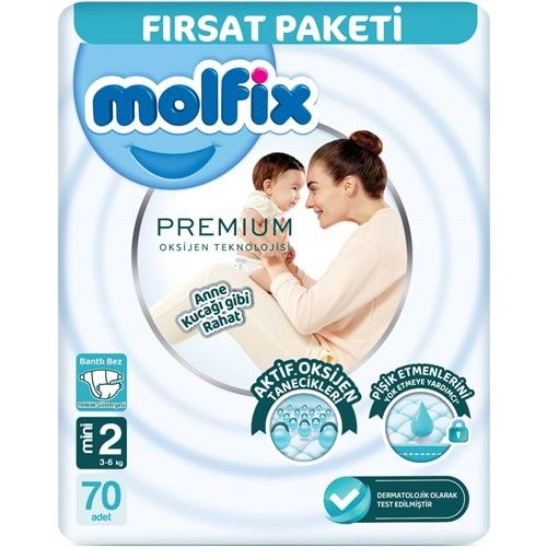 Molfix Premium Bebek Bezi Beden:2 (3-6KG) Mini 70 Adet Fırsat Pk