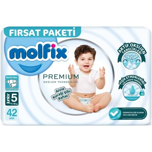 Molfix Premium Bebek Bezi Beden:5 (11-18KG) Junior 42 Adet Fırsat Pk