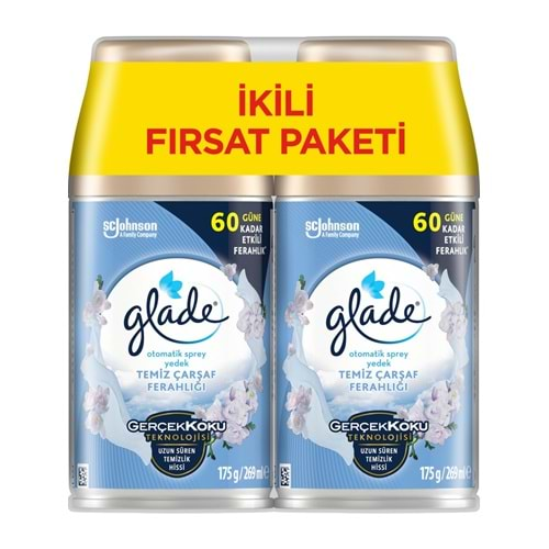 Glade Oda Kokusu Otomatik Sprey Yedek 269ML (2 Li Set) Temiz Çarşaf Ferahlığı