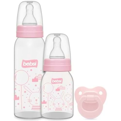 Bebsi Biberon ve Emzik Seti PP Pembe (250ML+ 125ML+ Emzik)