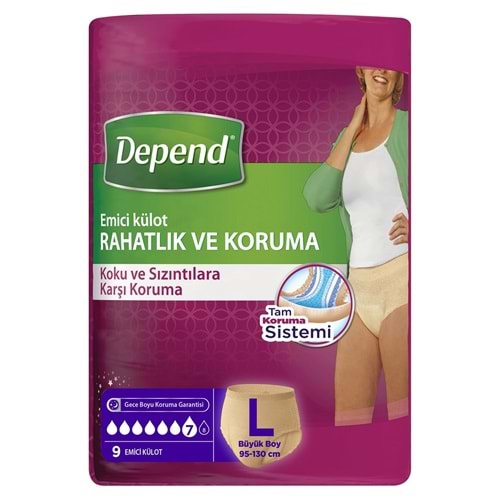 Depend Emici Külot Hasta Bezi Büyük Kadın (9 Adet) Standart Pk