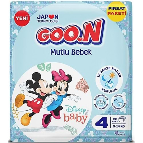 Goon Mutlu Bebek Bebek Bezi Beden:4 (9-14KG) Maxi 90 Adet Fırsat Pk