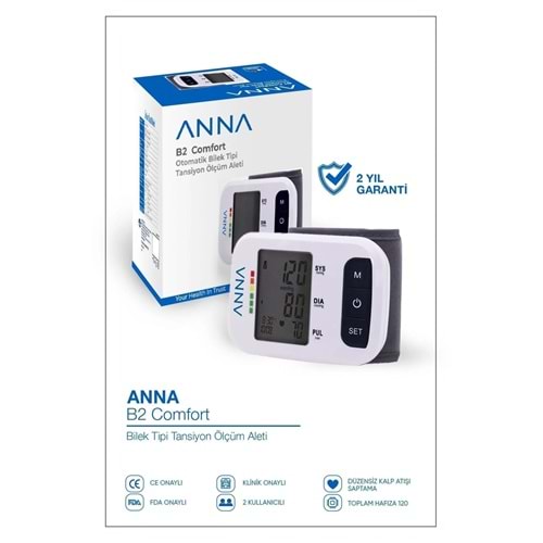 Anna B2 Comfort Dijital Bilekten Ölçer Tansiyon Aleti