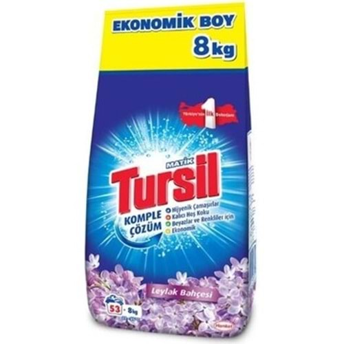 Tursil Matik Toz Çamaşır Deterjanı 8KG Leylak Bahçesi (53 Yıkama) Renkli/Beyazlar