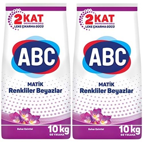 Abc Matik Toz Çamaşır Deterjanı 20Kg (2PK*10KG) Bahar Esintisi/Renkliler Beyazlar (132 Yıkama)