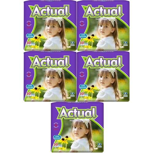 Actual Yetişkin Hasta Bezi Bel Bantlı XS-Ekstra Küçük 150 Adet (5PK*30) (Beden:6 Çoçuk Bezi)