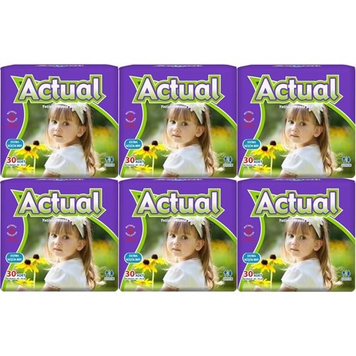 Actual Yetişkin Hasta Bezi Bel Bantlı XS-Ekstra Küçük 180 Adet (6PK*30) (Beden:6 Çoçuk Bezi)