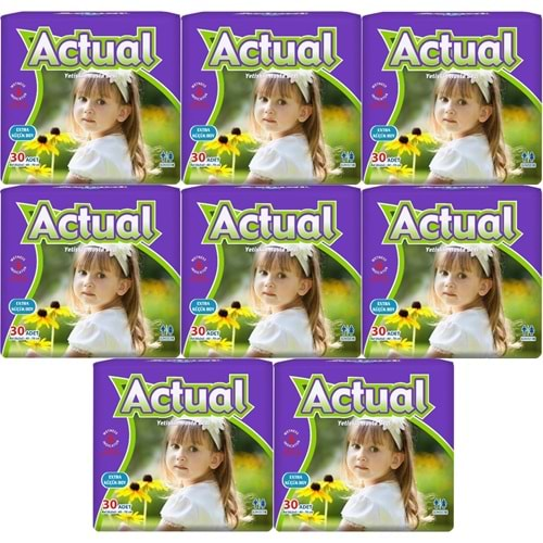 Actual Yetişkin Hasta Bezi Bel Bantlı XS-Ekstra Küçük 240 Adet (8PK*30) (Beden:6 Çoçuk Bezi)