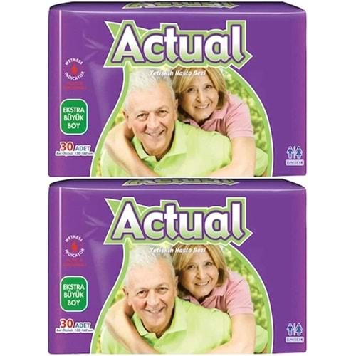 Actual Yetişkin Hasta Bezi Bel Bantlı XL-Ekstra Büyük 60 Adet (2PK*30)