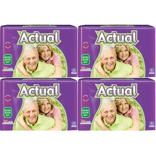 Actual Yetişkin Hasta Bezi Bel Bantlı XL-Ekstra Büyük 120 Adet (4PK*30)