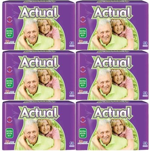 Actual Yetişkin Hasta Bezi Bel Bantlı XL-Ekstra Büyük 180 Adet (6PK*30)