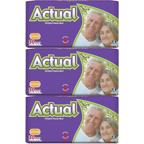 Actual Yetişkin Hasta Bezi Bel Bantlı S-Small Küçük 90 Adet (3PK*30)