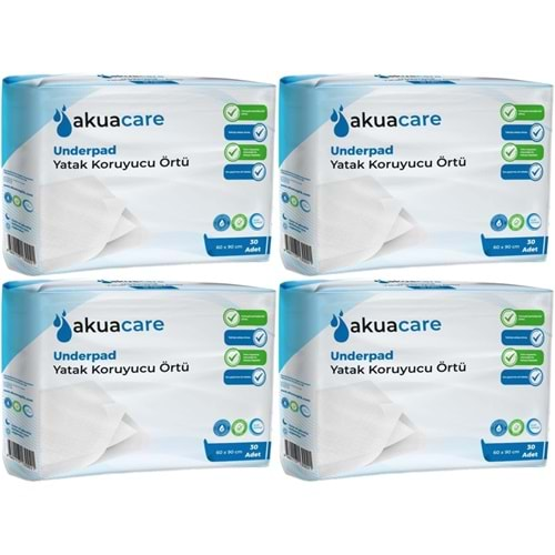 Akuacare Hasta Alt Açma Yatak Koruyucu Örtü 60*90 CM 120 Adet (4PK*30)